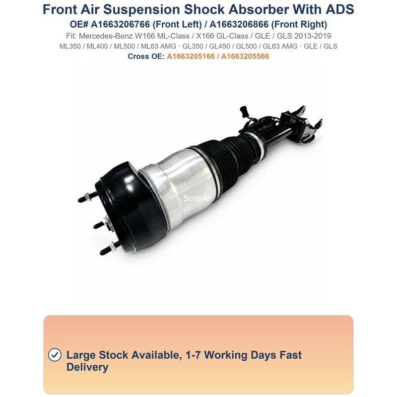 1663204966 Air Suspension Strut Front W166 ML‑Class X166 With ADS for Mercedes‑Benz