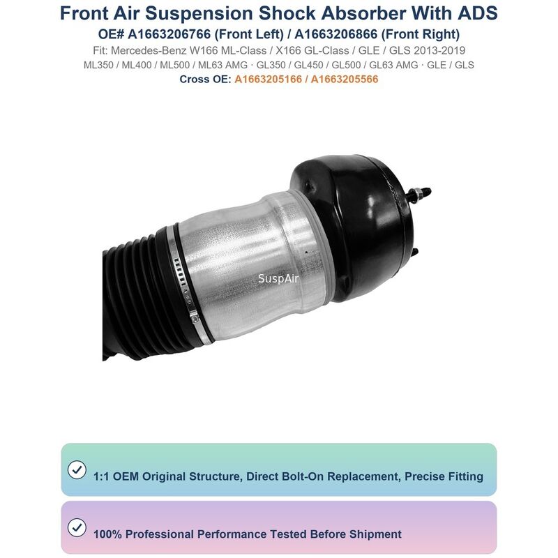 1663204966 Air Suspension Strut Front W166 ML‑Class X166 With ADS for Mercedes‑Benz