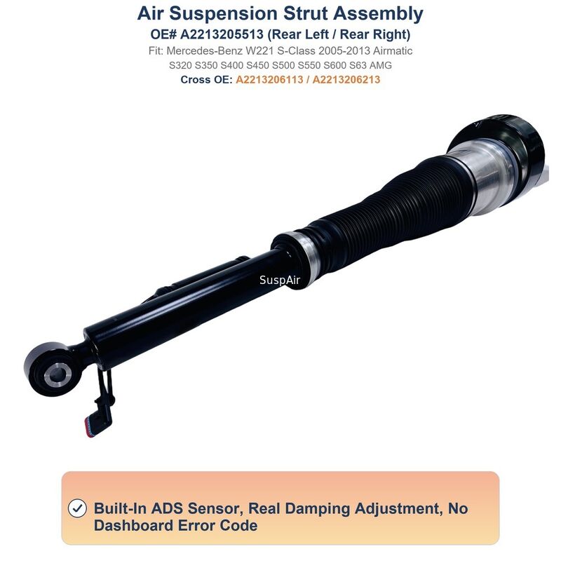 2213205513 Air Suspension Shock Assembly Rear For Mercedes‑Benz W221 S‑Class With ADS RWD AWD