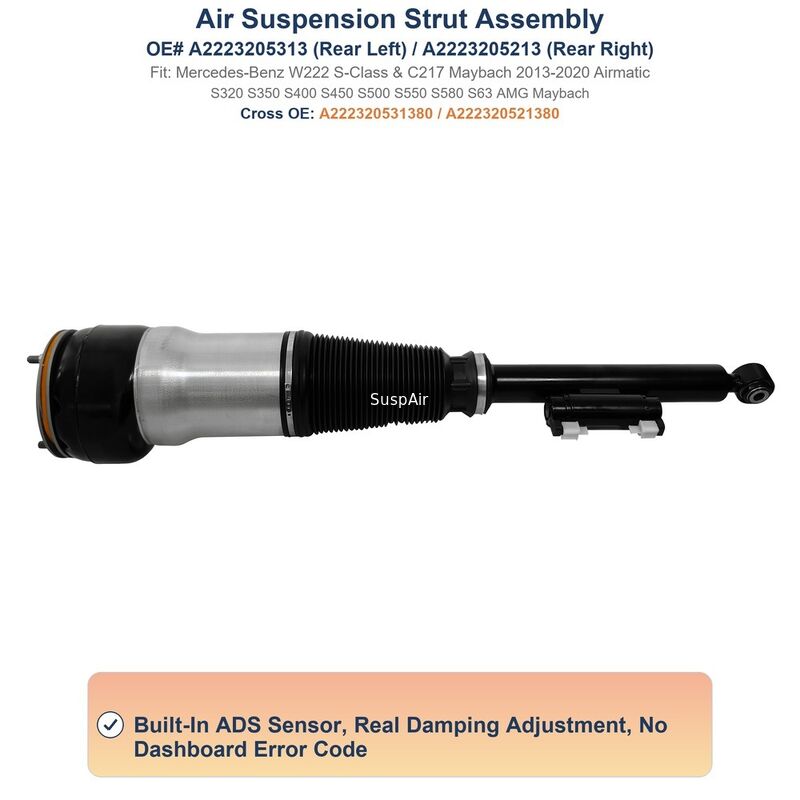 2223205313 Air Suspension Strut Rear Mercedes‑Benz W222 S‑Class With ADS RWD AWD