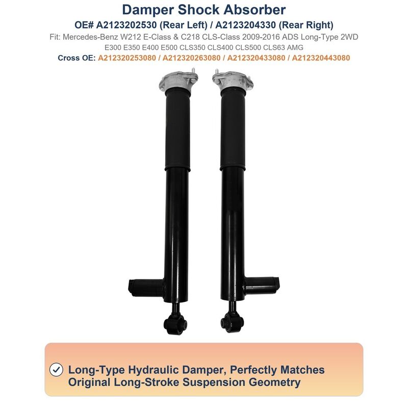 2183200130 Damper Shock Absorber Rear Mercedes‑Benz W212 W218 With ADS AWD Short-Type