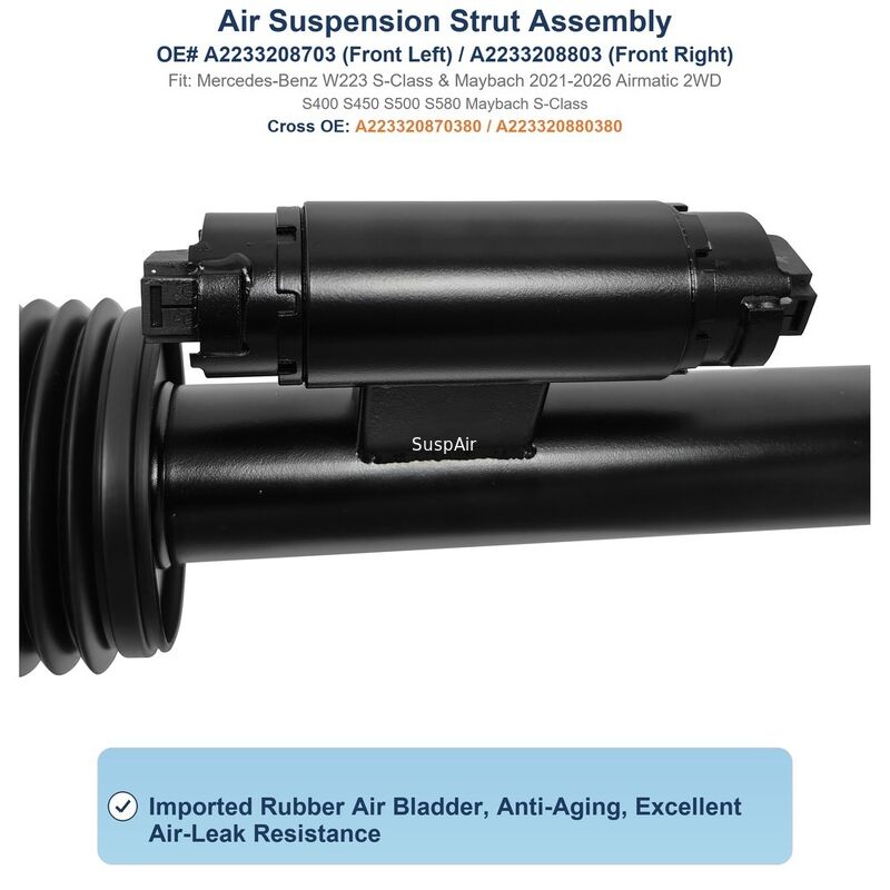 2233208703 Air Suspension Shock Absorber Assembly Front Mercedes‑Benz W223 With ADS RWD