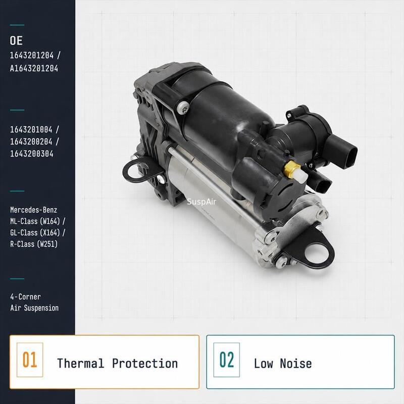 Air Suspension Compressor For Mercedes-Benz M-Class W164 GL-Class 2005-2012 1643201204